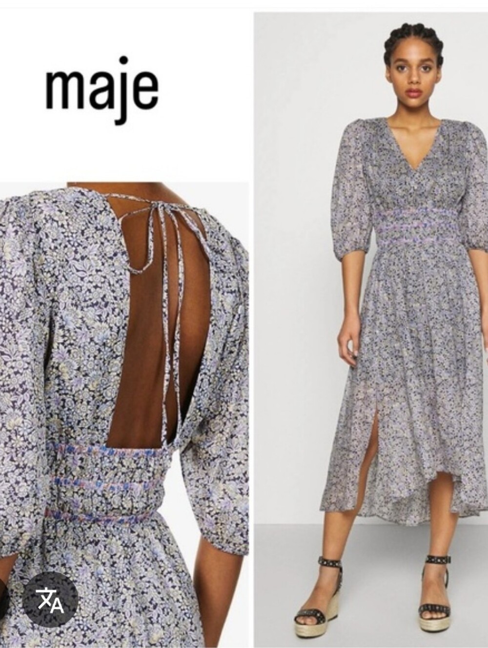 Maje Printed cotton voile skirt with smocking Size 34